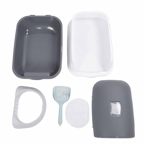 GLOGLOW Katzenratschachtel, Abnehmbare Geschlossene Plastikkatze Katzentoilette mit Schufpraktischer Extra Großer Geruch Bedeckt Kitty Müllbox für Innenkatzen (Gray) von GLOGLOW