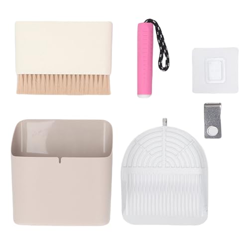 GLOGLOW Katzenstreu -Schaufelkit, Edelstahl -Katzenstreu -Schaufel mit Halter Umfasst Kleine Besen und Staubpanen -Set Tragbare Reinigungspinsel von GLOGLOW