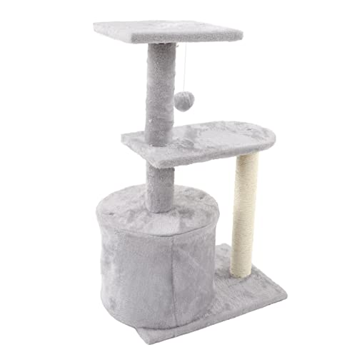 Kratzbaum, Unleash Claw Grinding Nature Cat Tower Gemütliche Sitzstangen, mehrlagig mit hängendem Plüschball für Multi-Katzenfamilien für alle Jahreszeiten von GLOGLOW