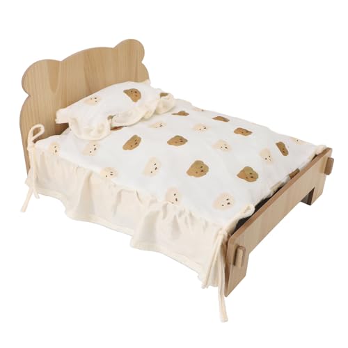 GLOGLOW Massives Holz Erhöhtes Katzenbett mit Weicher Matratze, PP Baumwollkissen Hölzerne Haustier Schlafraum Leichte Versammlung Universell für Kleine Tiere von GLOGLOW