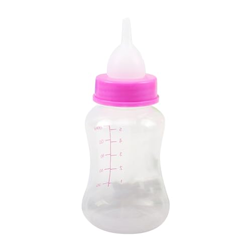GLOGLOW Pet Nursing Bottle Kit, 150 Ml Tragbares Kätzchen -Flaschen -Kit mit 2 Ersatznippeln Waschbar Wiederverwendbares Weiches Welpe Pflege -Feeder -Set für Welpenkätzchen (Rosenrot) von GLOGLOW