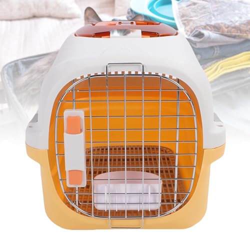 GLOGLOW Plastikhund Zwinger Plastikhund Kiste Kunststoff Haustierträger Fluggesellschaft Zugelassener Abnehmbarer Oberlicht Reisekiste mit Griff für Kleine Haustiere Katzen Hunde (Yellow) von GLOGLOW