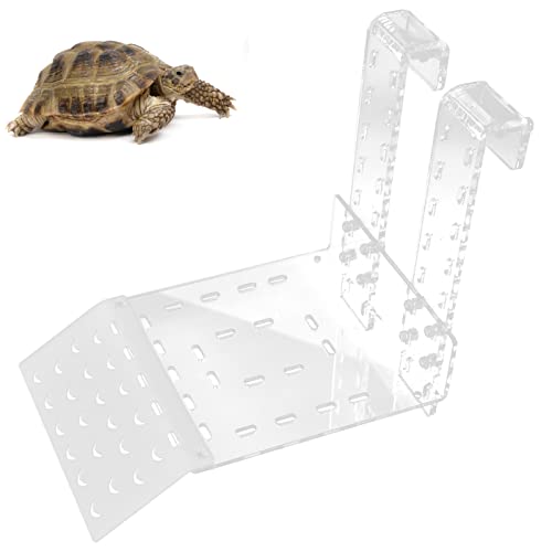 GLOGLOW Schildkröten-Sonnenplattform, Transparente Acryl-Wasserreptil-Sonnenplattform, Hängende Schildkrötenrampe für Aquarien von GLOGLOW