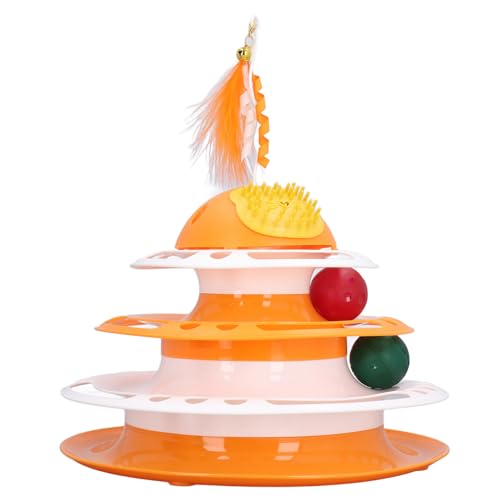 GLOGLOW Unterhaltsame Katzen -Tower -Spielzeug Spielen Mehrere Katzen für Stunden Plastik, die von Kratzern Gestaltet Sind, und Neckt Endlose Lustige Ballspur -Puzzlespielzeug (ORANGE) von GLOGLOW