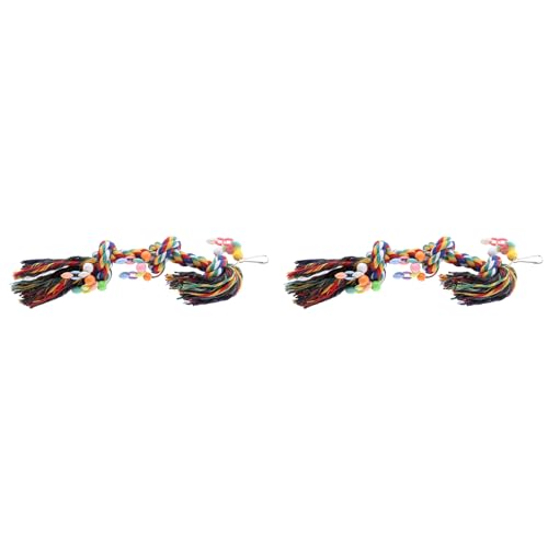 GLOGLOW Vogel-Kauspielzeug, 2 Stück, Papagei, Mehrfarbig, Garnseil, Spielzeug, Hängendes Kauspielzeug, Haustier-Vogelknoten, Blockspielzeug, Bunte Schnabelpflege-Werkzeuge GLOGLOW Vogel-Kauspielzeug, 2 Stück, Papagei, Mehrfarbig, Garnseil, Spielzeug, Hängendes Kauspielzeug, Haustier-Vogelknoten, Blockspielzeug, Bunte Schnabelpflege-Werkzeuge von GLOGLOW
