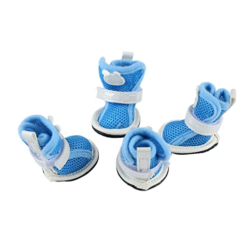 GLOGLOW Welpenschuhe, Atmungsaktive Mesh-Schuhe für Kleine Hunde, Modische Flexible Sohlen für den Sommer (Blau) von GLOGLOW