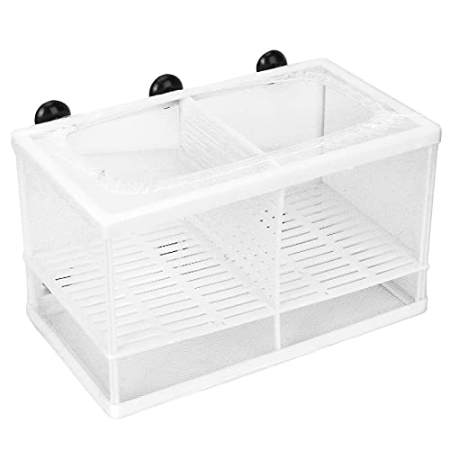 GLOGLOW Zuchtbox für Aquarienfische, Isolationsbox, Brüterei, Inkubator mit Saugnapf groß mit Trennwänden von GLOGLOW
