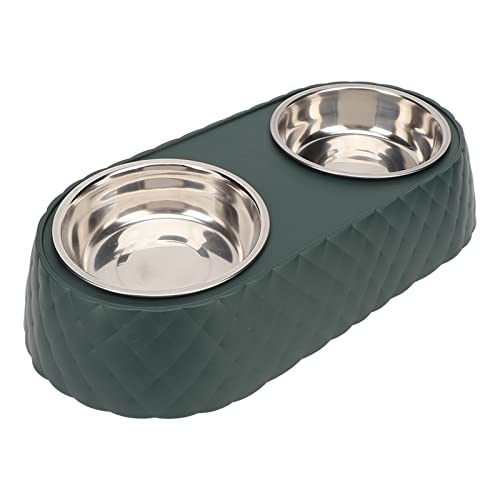 GLOGLOW Haustierfutter-Wassernäpfe, Doppelter Abnehmbarer Ungiftiger Haustier-Schüssel-Edelstahl-Antibeleg für Hunde (Schwarzgrün) von GLOGLOW