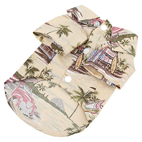 Hawaii-Hunde-Shirts, Haustier-Sommer-Cool-T-Shirt mit Kokosnussbaum-Aufdruck, Bequeme, Leichte Kleidung für Kleine Bis Mittelgroße Haustiere (M) von GLOGLOW