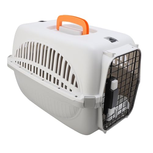 Hundeträger, Reise -Haustierträger Kunststoff Pet Transport Box Beatmte Kiste Welpen Trainingskiste mit Reichlich Platz für Outdoor -Abenteuer Tierarztbesuche (Grey) von GLOGLOW