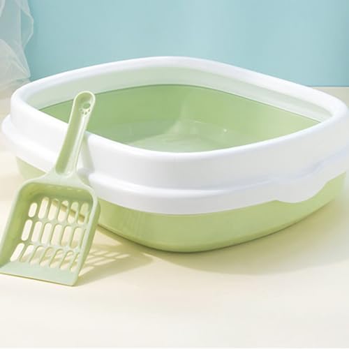 Katzentoilette, Spritzwassergeschützte Katzentoilette, Halbgeschlossene, Abnehmbare Katzentoilette, Kätzchen-Toilette mit Schaufel für Haustiere, Katzen, Kitty Bunny (Green) von GLOGLOW