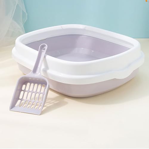 Katzentoilette, Spritzwassergeschützte Katzentoilette, Halbgeschlossene, Abnehmbare Katzentoilette, Kätzchen-Toilette mit Schaufel für Haustiere, Katzen, Kitty Bunny (Grey) von GLOGLOW