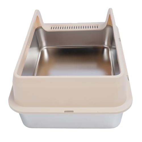 Katzentoilette aus Edelstahl, Wandmontierte Metalltoilette mit Filterstufe, Leicht zu Reinigen, Auslaufsicher, für Große Katzen (36 x 25 m/14,2x9,8in) von HEEPDD