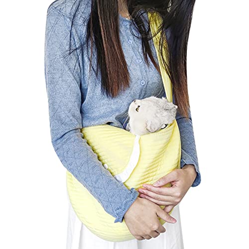Katzentrage-Tragetasche, Magnetischer Knopf, Tragbare Haustier-Tragetasche, Traktionshaken, Segeltuch für Reisen für Kleine Katzen (Yellow) von GLOGLOW