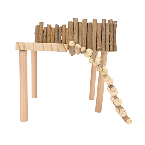 Kletterspielzeug für Hamster, hohes und niedriges Design mit abgestufter Klettertreppe mit Zuckerstreuer mit goldenen Bärenzucker, stabile Struktur für Plattform Kletterspielzeug für Hamster, hohes und niedriges Design mit abgestufter Klettertreppe mit Zuckerstreuer mit goldenen Bärenzucker, stabile Struktur für Plattform von GLOGLOW