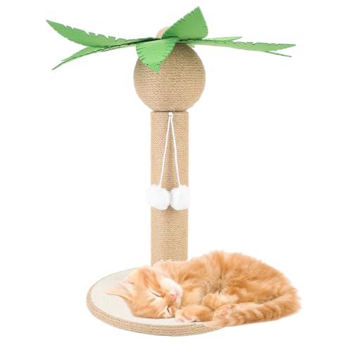 Kratz Pfosten Katzen Baum, Kokosnuss Baum Form Katzen Kratz Turm mit Sisal-Stoff mit Integriertem Kratz Brett, Platzsparend für Indoor-Kätzchen von GLOGLOW