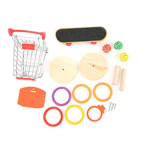 Vogel-Trainingsspielzeug-Set, 4-teiliges Vogel-Interaktions-Trainings-Spielzeug-Set, Sittich-Trainingsspielzeug mit Skateboard-Trolley, Basketballkorb, Spielzeug-Einkaufswagen für Haustiervögel Vogel-Trainingsspielzeug-Set, 4-teiliges Vogel-Interaktions-Trainings-Spielzeug-Set, Sittich-Trainingsspielzeug mit Skateboard-Trolley, Basketballkorb, Spielzeug-Einkaufswagen für Haustiervögel von GLOGLOW