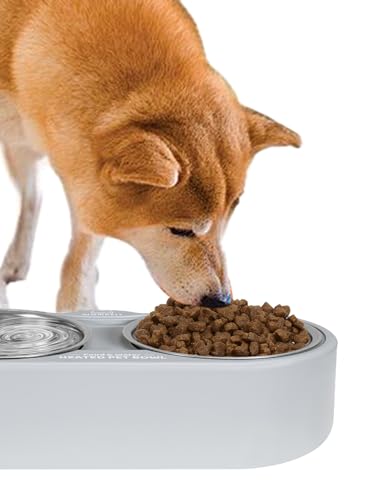 Beheizter Futternapf und Wassernapf für den Außenbereich, erhöhter Futternapf und Wassernapf, leicht zu reinigen, Edelstahl, beheizter Napf für Katzen, Hunde, Vögel, Hühner, Enten usw., Tierfutter im von GLOMAXLY