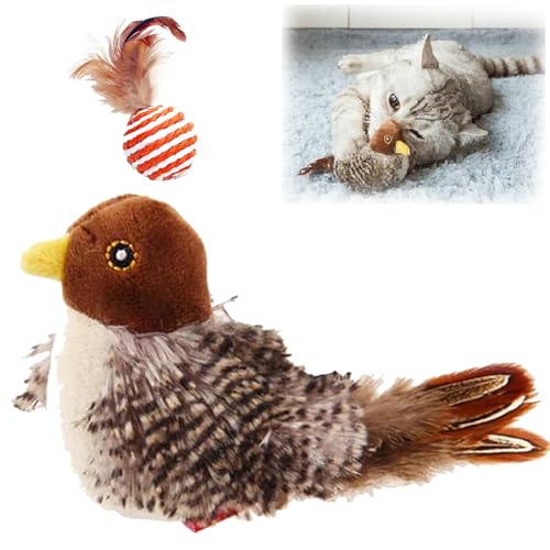 GLSAYZU Katzenspielzeug Vogel, Vogel Katzenspielzeug, Simulierter Zwitschernder Vogel Katze, Flappy Bird Cat Toy, Vogel Spielzeug Katze, Vogelspielzeug Für Katzen Flattern Elektrisch (1PC) von GLSAYZU