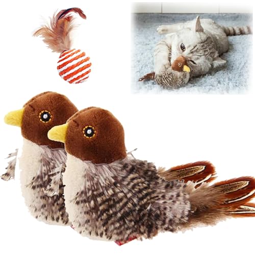 GLSAYZU Katzenspielzeug Vogel, Vogel Katzenspielzeug, Simulierter Zwitschernder Vogel Katze, Flappy Bird Cat Toy, Vogel Spielzeug Katze, Vogelspielzeug Für Katzen Flattern Elektrisch (2PC) von GLSAYZU