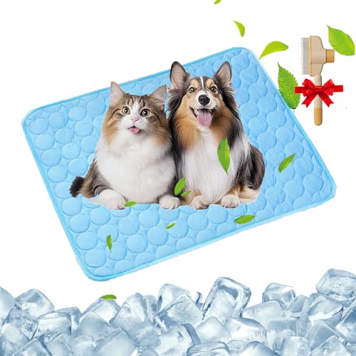 GLSAYZU Kittinis - Coolcat V.4 - Premium Kühlmatte Mit Eisseide, Kühlmatte Hund Katze Selbstkühlende, wasserdichte, rutschfeste Kühldecke Hund Katze für Zuhause oder im Auto (Blue, XL: 100 × 70 cm) von GLSAYZU