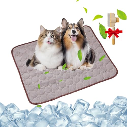 GLSAYZU Kittinis - Coolcat V.4 - Premium Kühlmatte Mit Eisseide, Kühlmatte Hund Katze Selbstkühlende, wasserdichte, rutschfeste Kühldecke Hund Katze für Zuhause oder im Auto (Brown, XL: 100 × 70 cm) von GLSAYZU