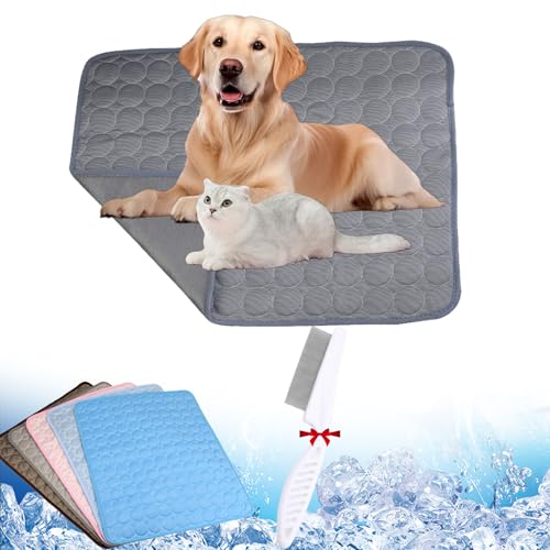 GLSAYZU Kühlmatte Hund, Kühlmatte Hund Selbstkühlend, Sommer Hundebett, Langlebige Kratzfeste Oberfläche, Grosse Hunde rutschfeste Cooling Blanket Kühlendes (Dunkelgrau, L) von GLSAYZU
