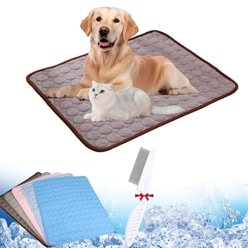 GLSAYZU Kühlmatte Hund, Kühlmatte Hund Selbstkühlend, Sommer Hundebett, Langlebige Kratzfeste Oberfläche, Grosse Hunde rutschfeste Cooling Blanket Kühlendes (Kaffee, M) von GLSAYZU