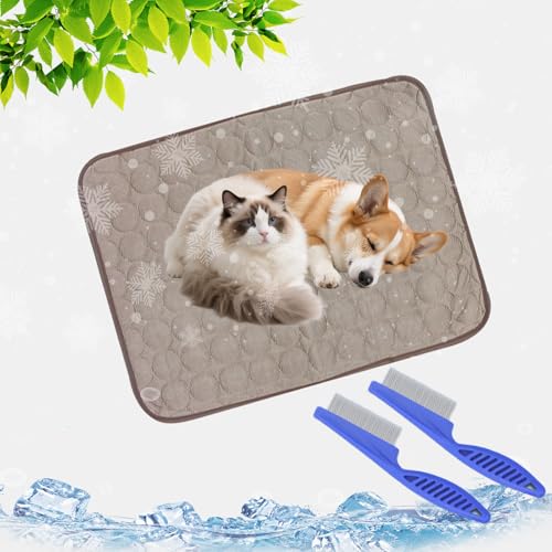 GLSAYZU Kühlmatte Hund, Selbstkühlende Kühlmatte Katze, Groß Eisseide Kühlmatte Für Hunde, Xs-XL Rutschschutz Mehrere Größen Kühlmatte, Waschbar, Abrieb-Und Bissfest (Kaffeebraun, L: 70 × 55 cm) von GLSAYZU