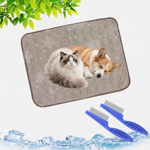 GLSAYZU Kühlmatte Hund, Selbstkühlende Kühlmatte Katze, Groß Eisseide Kühlmatte Für Hunde, Xs-XL Rutschschutz Mehrere Größen Kühlmatte, Waschbar, Abrieb-Und Bissfest (Kaffeebraun, S: 50 × 40 cm) von GLSAYZU