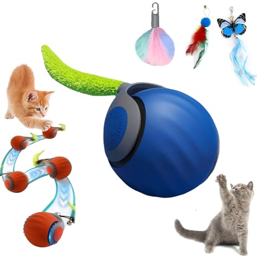 GLSAYZU Speedy Tail Katzenspielzeug, Speedy Tail 2.0, Interaktives Katzenspielzeug für Indoor-Katzen, Speedy Tail 2.0 Automatisch Beweglicher Katzenspielzeugball, Smart Katzenspielzeug für von GLSAYZU