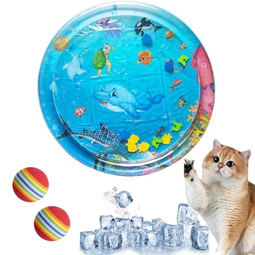 Wasserspielmatte Für Katzen, Summer Cat Water Mat, Aqua Matte, Aqua Miez Katzenmatte, Wasserspielzeug (C:65 * 65cm) von GLSAYZU