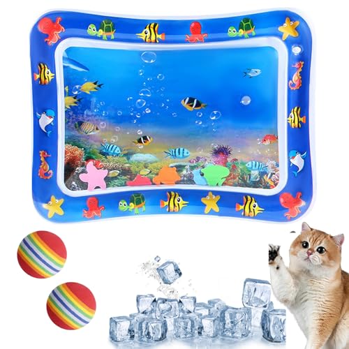 Wasserspielmatte Für Katzen - Summer Cat Water Mat, Aqua Matte, Wassermatte, Katzen Wasserspielzeug (50 * 70cm) von GLSAYZU