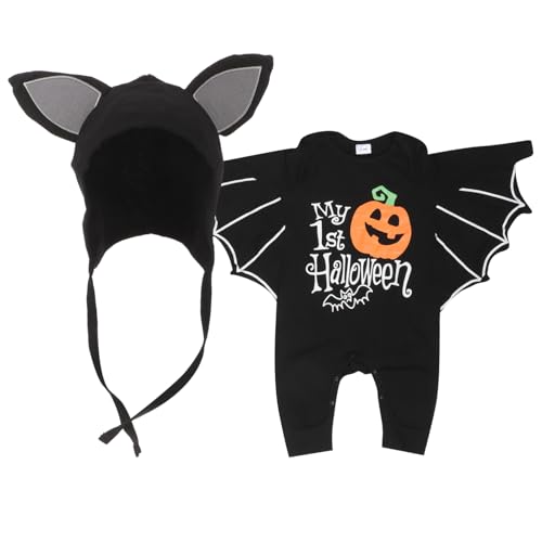 GLSTOY 1 Satz Babykleidung Halloween-Strampler Für Kleinkinder Strampler Mit Fledermausärmeln Für Kleinkinder Mädchen Strampler Mit Mütze von GLSTOY