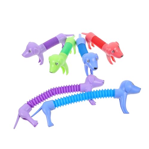 GLSTOY 6stücke Pop Tube Hundespielzeug Stretch-Spielzeug Für Hunde Rohr Mit Relief Design Glatte Oberfläche Niedlicher Welpen-Look Leuchtende Farben Party- Stressabbau von GLSTOY
