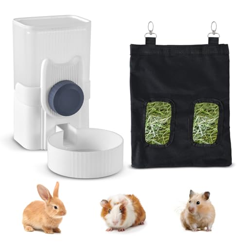 GLYVIAN Meerschweinchen-Wasserflasche, 940 ml, Hamster-Wasserflasche, zum Aufhängen, Kaninchen, Wasserspender inklusive Heu-Futterbeutel-Set für Kaninchen, kleine Haustiere GLYVIAN Meerschweinchen-Wasserflasche, 940 ml, Hamster-Wasserflasche, zum Aufhängen, Kaninchen, Wasserspender inklusive Heu-Futterbeutel-Set für Kaninchen, kleine Haustiere von GLYVIAN