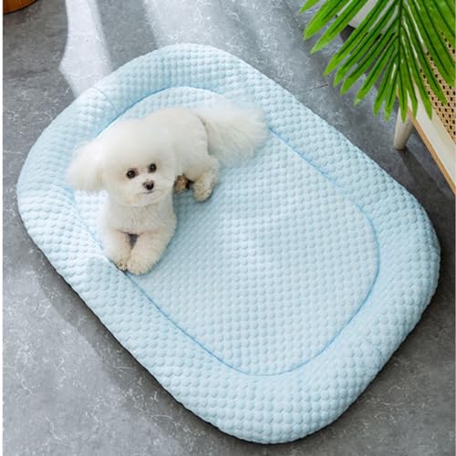 GLazzy Kühlkissen for Welpen, Kühlbett for Haustiere, Kühlmatte for Hunde, Kühlkissen aus Eisseide for Haustiere, for Kisten, Zwinger, Sofaböden, Autos und den Außenbereich(Blauw,XL) von GLazzy