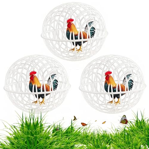 Hühnerstall, runder Käfig, 3er-Pack, rollbarer runder Hühnerkugelkäfig for den Außenbereich, Sicherheitsgehege for Haustiere for Küken, Enten, Kaninchen, abnehmbar(30cm/11.81in) von GLazzy