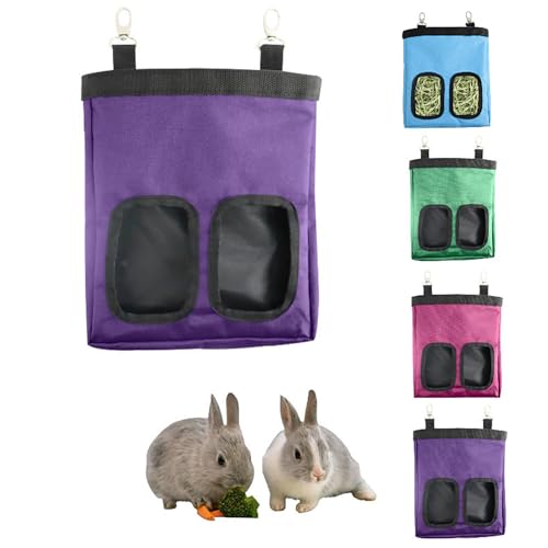 Kaninchen Heu Feeder Bag Kleintier Lagerung Heu Tasche, 2 Löcher Hängende Heu Feeder Meerschweinchen Heu Tasche, für Kaninchen Bunny Chinchillas Hamster Ratten und andere kleine Haustiere Kleintiere von GLocKi