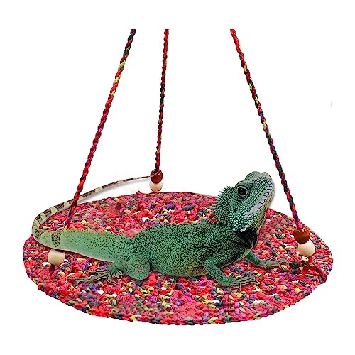 GMBYLBY Handgewebte Hängematte Für Bärtige Drachen Eidechsen Reptilien Schlangenvögel Lebensraum Kletterbett Mit Holzperlen Haustier Vorräte Schwung von GMBYLBY