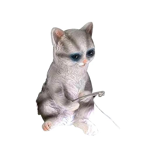 GMBYLBY Interessante Tiermodell Katzenzaun Statue Winzige Terrariumtierstatuen Aquariumtanks Katzenfiguren Ornament Fischereikatze Aquariumdekoration von GMBYLBY