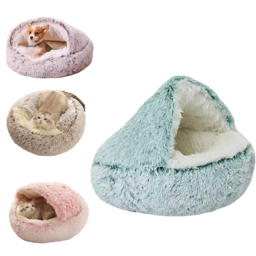 GMFLEX Pursnug Katzenbett Purrsnug Cozy Cave Beruhigende Hundebetten und Katzenhöhlenbett mit Kapuze, Anti-Angst-Katzenbetthöhle (Color : Long greeen, Size : 15.8in) von GMFLEX