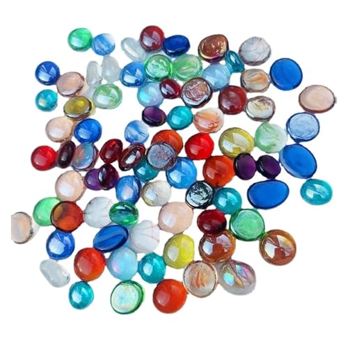 Aquarium Steine 100 Stück Bunte kleine Steine, gemischt, passende Flache Glasperlen, transparente Glassteine, Aquarium-Dekorationen, Landschaft, Aquarium-Ornamente von GMGQJST