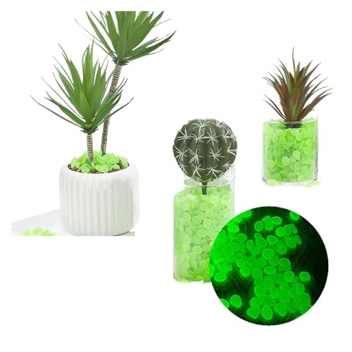 GMGQJST Aquarium Steine 1 cm Nachtlicht-Edelsteine, leuchtende künstliche Fluorit-Aquarium-Dekoration, Landschaftsbau, farbige Steine, glänzende Kieselsteine(Light Green) von GMGQJST