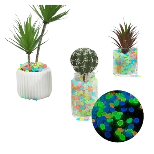 GMGQJST Aquarium Steine 1 cm Nachtlicht-Edelsteine, leuchtende künstliche Fluorit-Aquarium-Dekoration, Landschaftsbau, farbige Steine, glänzende Kieselsteine(Mixed Color) von GMGQJST