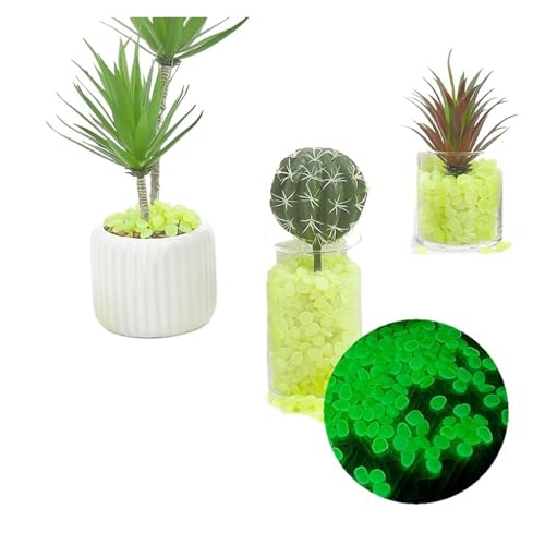 GMGQJST Aquarium Steine 1 cm Nachtlicht-Edelsteine, leuchtende künstliche Fluorit-Aquarium-Dekoration, Landschaftsbau, farbige Steine, glänzende Kieselsteine(Yellow) von GMGQJST