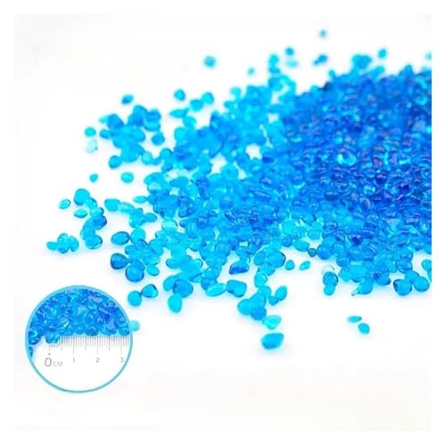 GMGQJST Aquarium Steine 100/200/500 g transparente Glaskiesel for Aquarien, farbige Kieselsteine, Aquarium-Zubehör, Heimdekoration(Blue1,100g) von GMGQJST