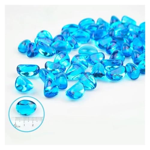 GMGQJST Aquarium Steine 100/200/500 g transparente Glaskiesel for Aquarien, farbige Kieselsteine, Aquarium-Zubehör, Heimdekoration(Blue3,200g) von GMGQJST