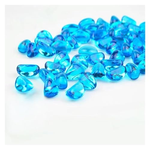 GMGQJST Aquarium Steine 100/200/500 g transparente Glaskiesel for Aquarien, farbige Kieselsteine, Aquarium-Zubehör, Heimdekoration(Blue3,500g) von GMGQJST