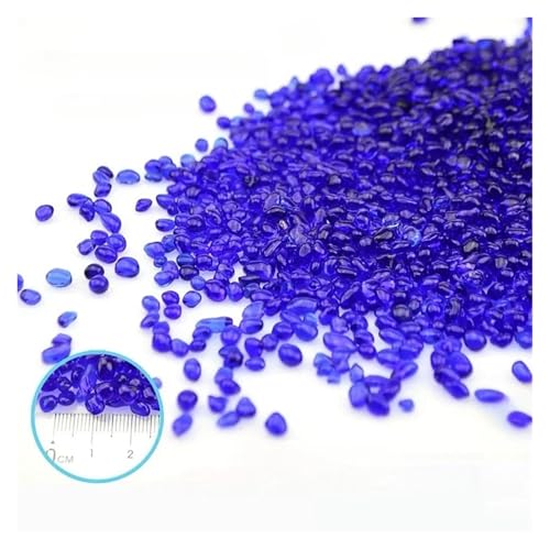 GMGQJST Aquarium Steine 100/200/500 g transparente Glaskiesel for Aquarien, farbige Kieselsteine, Aquarium-Zubehör, Heimdekoration(Deep blue2,100g) von GMGQJST